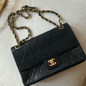 FINAL 🔥Chanel Vintage Double Flap Bag Black Classic CC